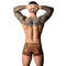 Ultimate Duo CRB Pouch Short Black Cock Ring Animal XL worn by a tattooed man from behind, showcasing style and comfort.