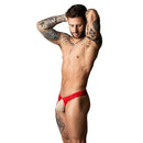 Ultimate Duo Crc Open Ring Thong Red L XL by Male Power on a model, showcasing seductive design and comfort.