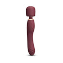 Le Wand Flat Top Fusion G Double End Vibrator in burgundy color with a classic wand-style head.