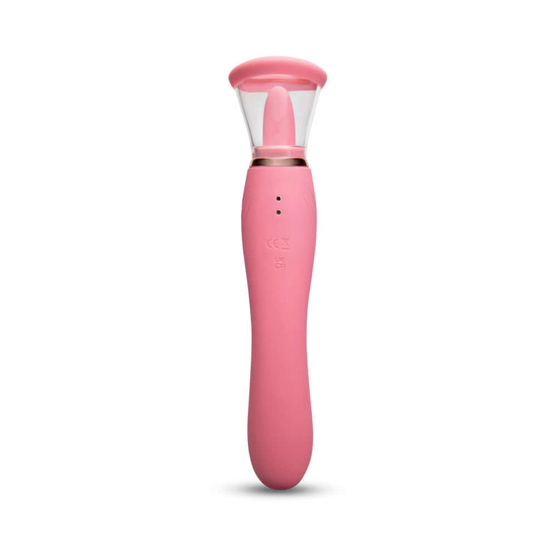 Le Wand Lick Double Ended Massager in pink, a luxury rechargeable vibrator for versatile pleasure.