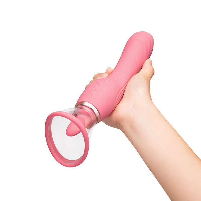 Le Wand Lick Double Ended Massager held in hand, showcasing its curved design for pleasure and versatility.
