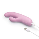 Le Wand Hither Rocking Rabbit Vibrator in pink, featuring dual stimulation and USB charging.