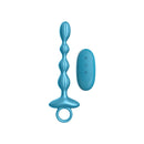 Luv Inc Gr41 Grooved Ring Luv Beads Metallic Blue on a white background.