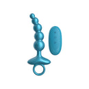 Luv Inc Cr23 Curved Ring Vibrating Anal Beads Metallic Blue with wireless remote control.