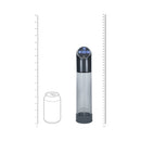 Shots Pumped Automatic Waterproof Penis Pump Gun Metal with digital display and size comparison to can