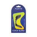 Forto F-45 Textured Bridge Cocksling Black in packaging, featuring soft and stretchy silicone for enhanced pleasure.