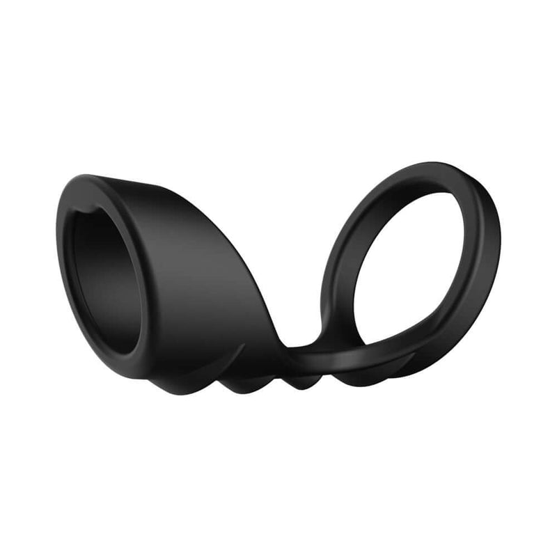 Forto F-45 Textured Bridge Cocksling Black, a premium silicone enhancement sleeve for pleasure and performance.