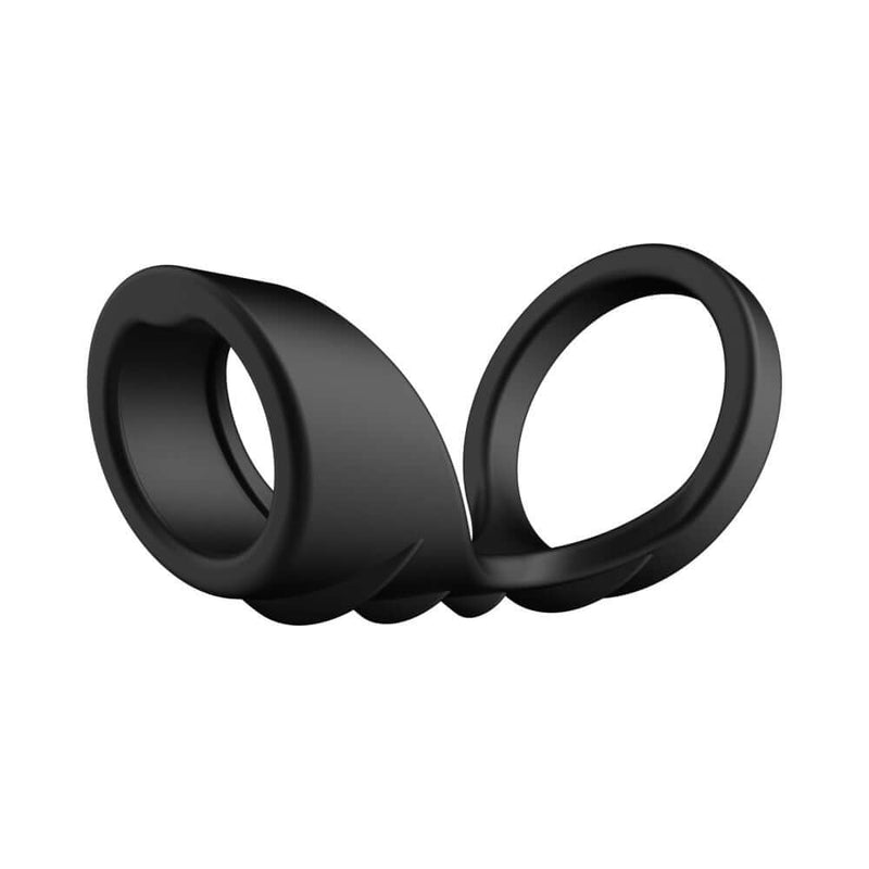 Forto F-45 Textured Bridge Cocksling Black, premium enhancement sleeve in black silicone for pleasure and performance.