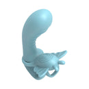 Adam & Eve Couples Butterfly Play Set Rabbit Vibrator in blue, featuring G-spot tip and butterfly clitoral stimulator.