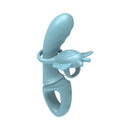Adam & Eve Couples Butterfly Play Set Rabbit Vibrator in blue with butterfly clitoral stimulator.