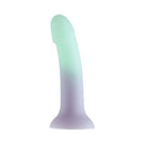 Adam & Eve Ombre Curve Liquid Silicone Dildo in soft ombré pastels with a sensually curved design.