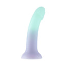 Adam & Eve Ombre Curve Liquid Silicone Dildo with soft ombré pastels and a sensually curved shaft.
