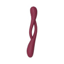 Adam & Eve Infinity Bendable Silicone Vibrator in a burgundy color, showcasing its flexible and ergonomic design.