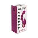 Adam & Eve Rose Gold Clit Tickler Dual Stimulating Vibrator packaging featuring dual stimulation design and features.