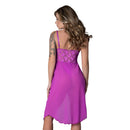 Magic Silk Butterfly Fantasies Gown & Thong Set Neon Purple showcasing a delicate lace and sheer mesh design.