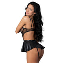 Lust Fetish Double Crossed Anastasia Lingerie Set Black S/M showcasing its seductive three-piece design from the back.