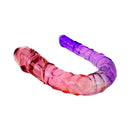 Adam & Eve Sunset Dreams Double Dong featuring two flexible shafts in pink and purple for enhanced pleasure.