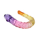 Adam & Eve Sunrise Dreams Double Dong in vibrant ombré colors for pleasure and partner play.
