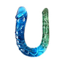 Adam & Eve Sensual Seaside Dreams Double Dong in blue and green, featuring dual realistic heads for versatile play.