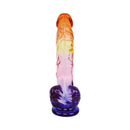 Adam & Eve Sunrise Dreams Realistic Dildo 8.5 Inch in vibrant ombré colors resembling a sunrise.
