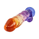 Adam & Eve Sunrise Dreams Realistic Dildo 8.5 Inch with vibrant ombré finish in orange, pink and purple hues.
