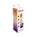 Adam & Eve Sunrise Dreams Realistic Dildo 9.5 Inch packaging showcasing an ombré design in vibrant colors.