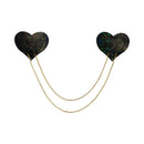 Pastease Black Disco Ball Heart Gold Chains Pasties with gold chain accents for a bold look.