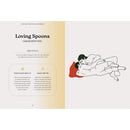 The Sex Position Playbook 69 Positions Hardcover Book illustration of Loving Spoons position with couple, guide to intimacy.