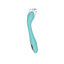 Spectrum Essentials Silicone G-spot Vibrator Blue with a curved design and 1.18-inch bulbous head for G-spot stimulation.