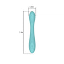 Spectrum Essentials Silicone G-spot Vibrator Blue dimensions: 7.5in length, 1.25in width, showcasing its ergonomic design.