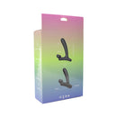 Spectrum Essentials Sweet Spot Silicone Anal Vibe packaging with dimensions and features on gradient background.