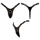 Strap-on-me Fabulous Glossy Leatherette Harness Black featuring a glossy finish and removable metal rings for a customizable fit.