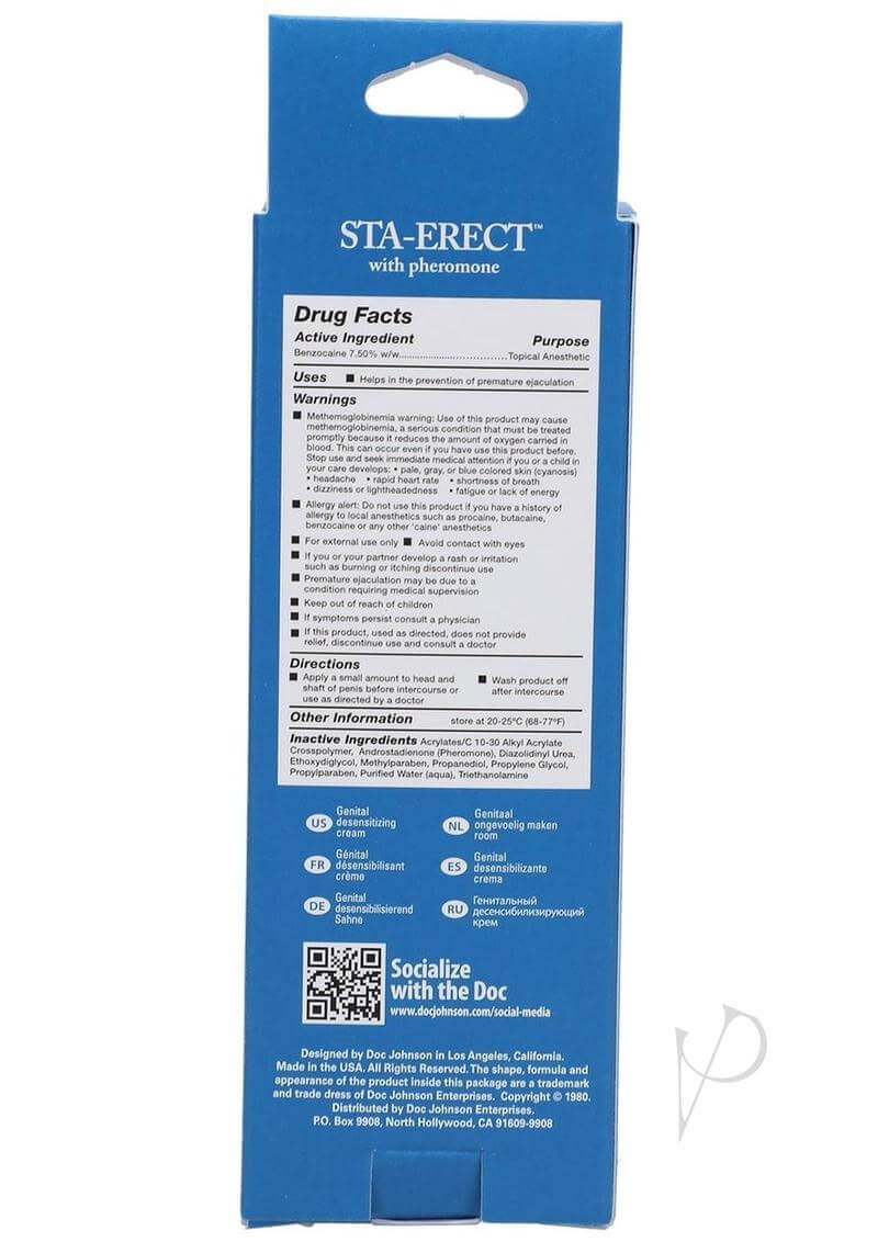 Sta-erect Delay Creme For Men 2oz-3