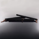 Coquette Pleasure Spreader Bar Black with soft velvet and metal accents for elegant bondage play.