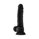 Shaft Model A 10.5 inch Liquid Silicone Dong with Balls Black displayed side view on a white background.
