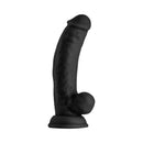 Shaft Model C 7.5 Inch Dong With Balls Black, featuring flexible silicone and a realistic design for optimal pleasure.