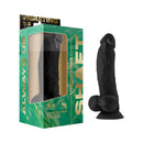 Shaft Vibrating Dildo Model N 9.5 inch Black in packaging, showcasing its realistic design and flexibility.
