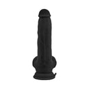 Shaft Vibrating Model C 8.5 inch Dildo Black showcasing realistic design and upward curve for enhanced pleasure.