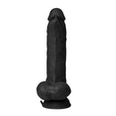 Shaft Vibrating Dildo Model C 9.5 inch Black showcasing realistic design and texture for intimate experiences.