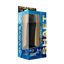 Shaft Vibrating Dildo Model C 9.5 inch Black packaging featuring realistic design and liquid silicone material