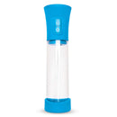 Me You Us Pro Rechargeable Penis Pump in blue, featuring customizable suction and automatic operation.