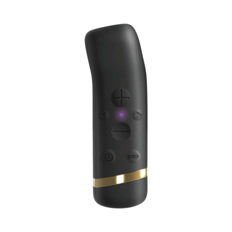 Handy The Oh Vibrator Black with textured surface and control buttons for sound-responsive pleasure.