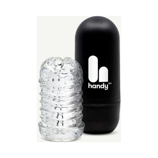 The Handy Dream Collection Touch Sleeve in clear with black Handy case for enhanced pleasure.