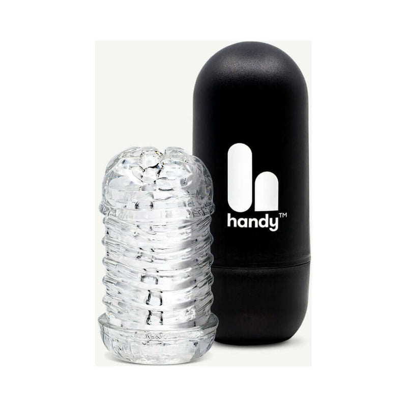 The Handy Dream Collection Touch Sleeve in clear with black Handy case for enhanced pleasure.
