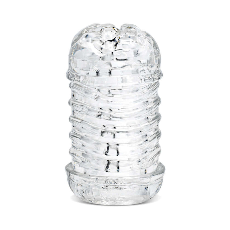 The Handy Dream Collection Touch Sleeve featuring a clear, ribbed texture for intense pleasure and stimulation.