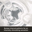 Bumpy internal patterns of The Handy Dream Collection Touch Sleeve for an intensely stimulating sensation.