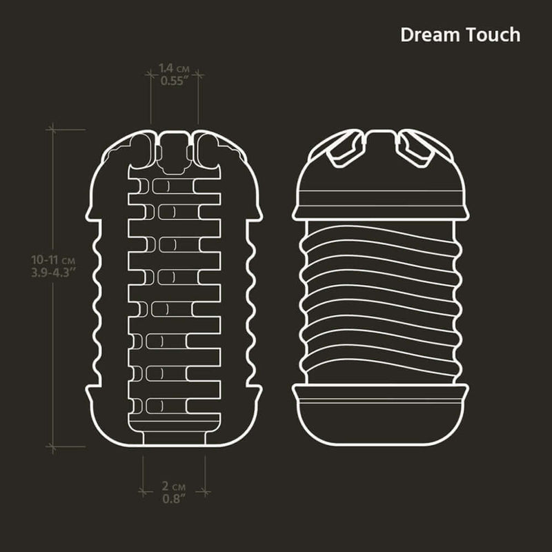 The Handy Dream Collection Touch Sleeve design with dimensions and features for enhanced pleasure.