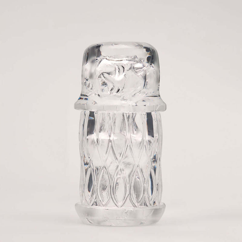 The Handy Dream Collection Lotus Sleeve, a clear stroker designed for lifelike sensations and satisfaction.