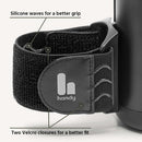 The Handy TrueGrip Pro Band showcasing silicone waves and Velcro closures for improved grip and fit.