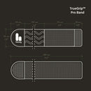 Diagram of The Handy TrueGrip Pro Band showing dimensions and design details.